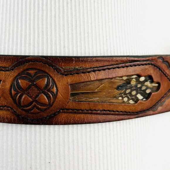 Collectible Chambers Belt Co. Brown Tooled Leather Silver Horse Head Buckle 42" - Picture 6 of 12